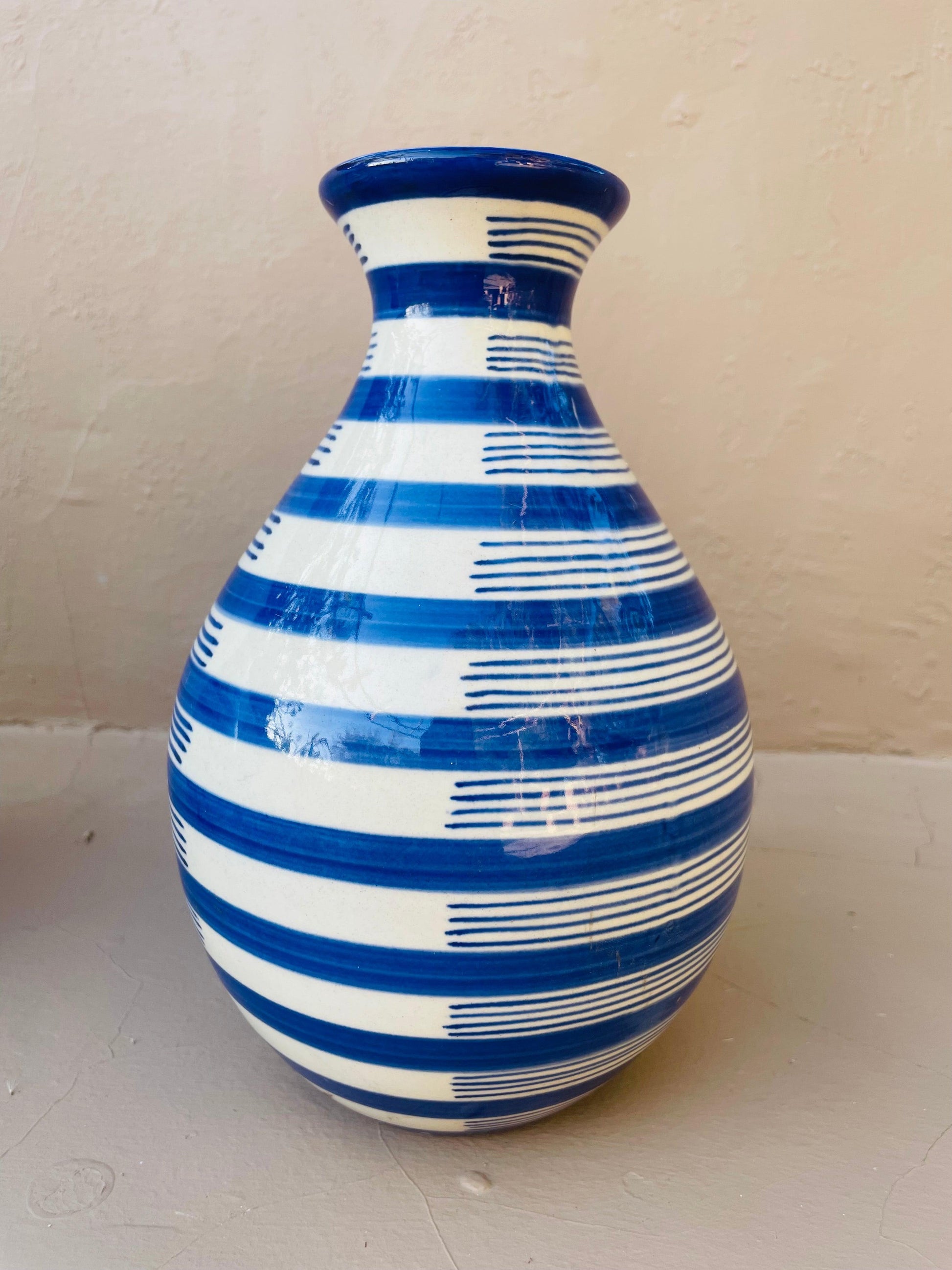 Blue Strip Hand Painted Vase - TESU