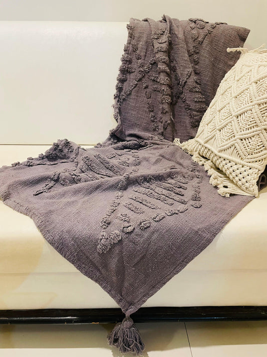 Bohemian Cotton Throws - Grey - TESU