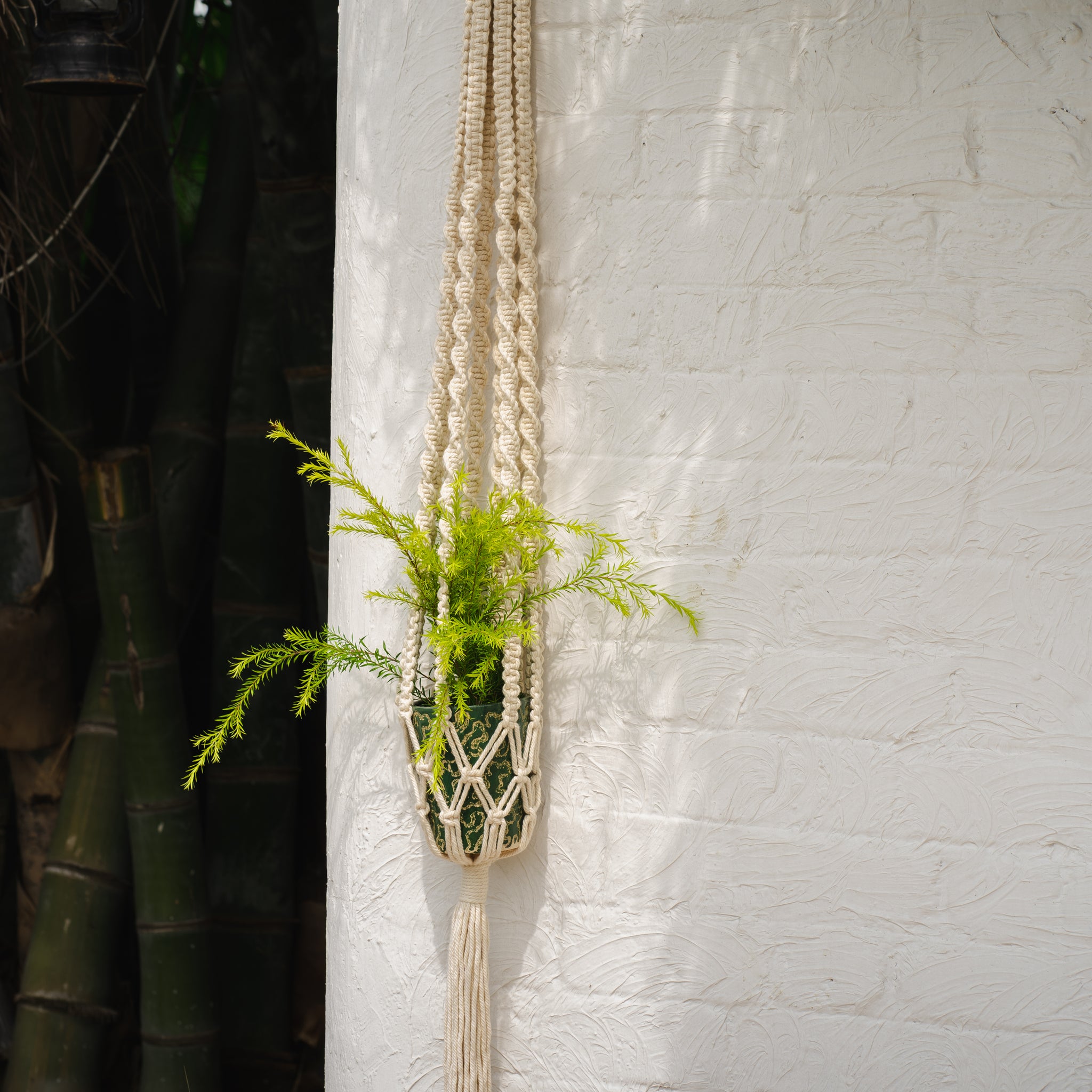 Primrose Thread Hanging Planter - White