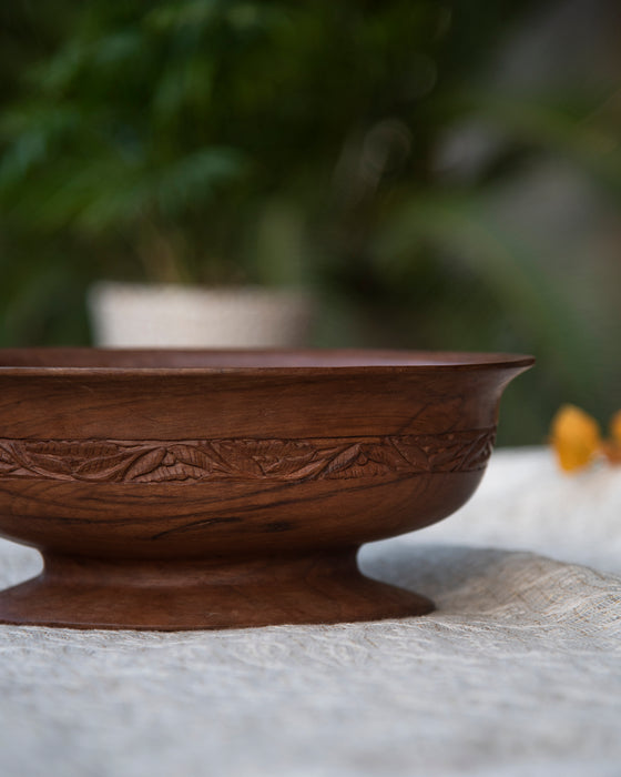 Pure Walnut Wood Hand Carved Serving Bowl