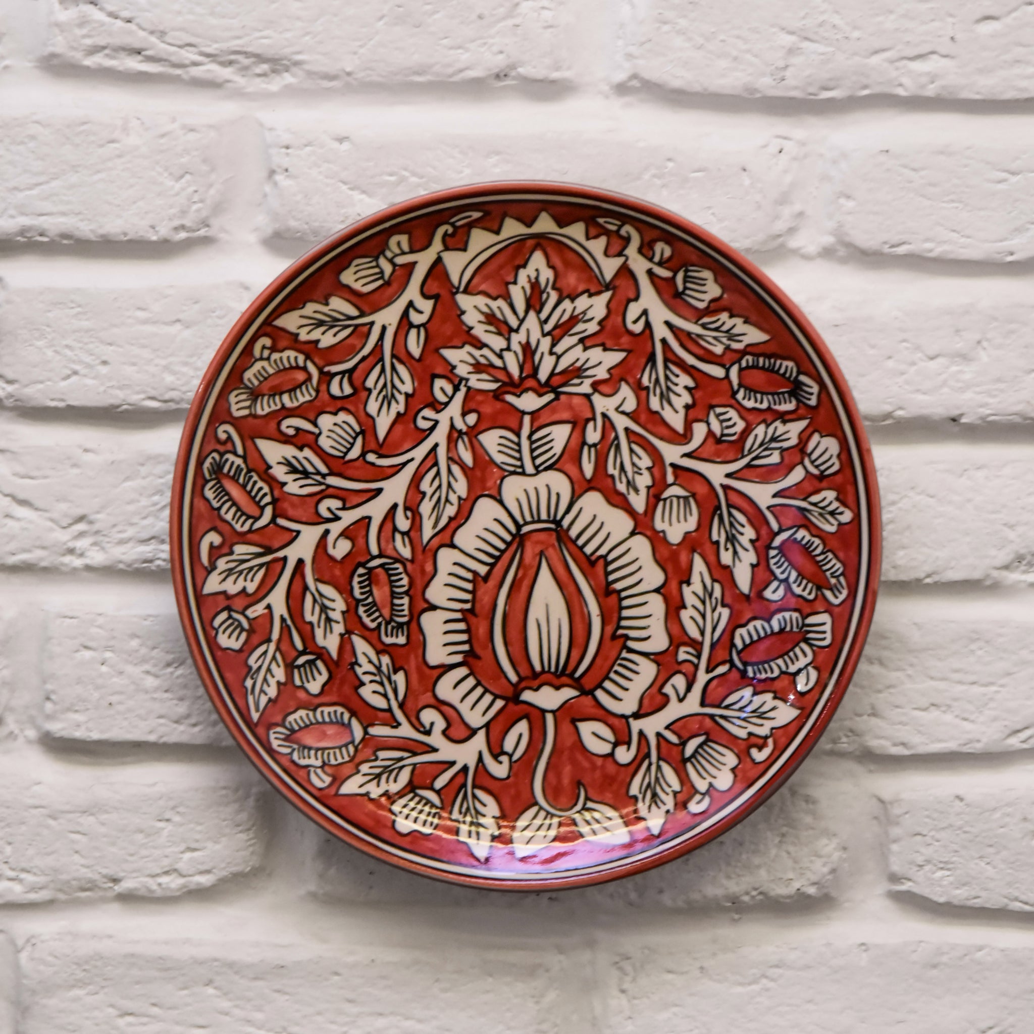Red Flower Hanging Wall Plate
