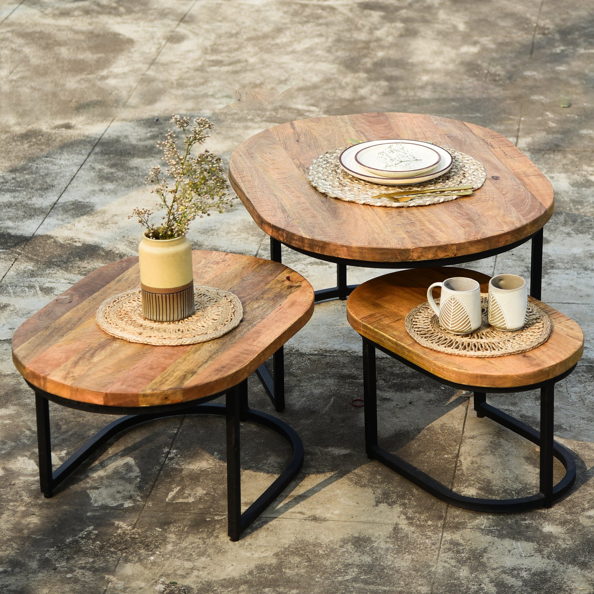 Mango Wood Nesting Table - Set of 3