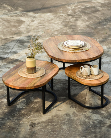 Mango Wood Nesting Table - Set of 3