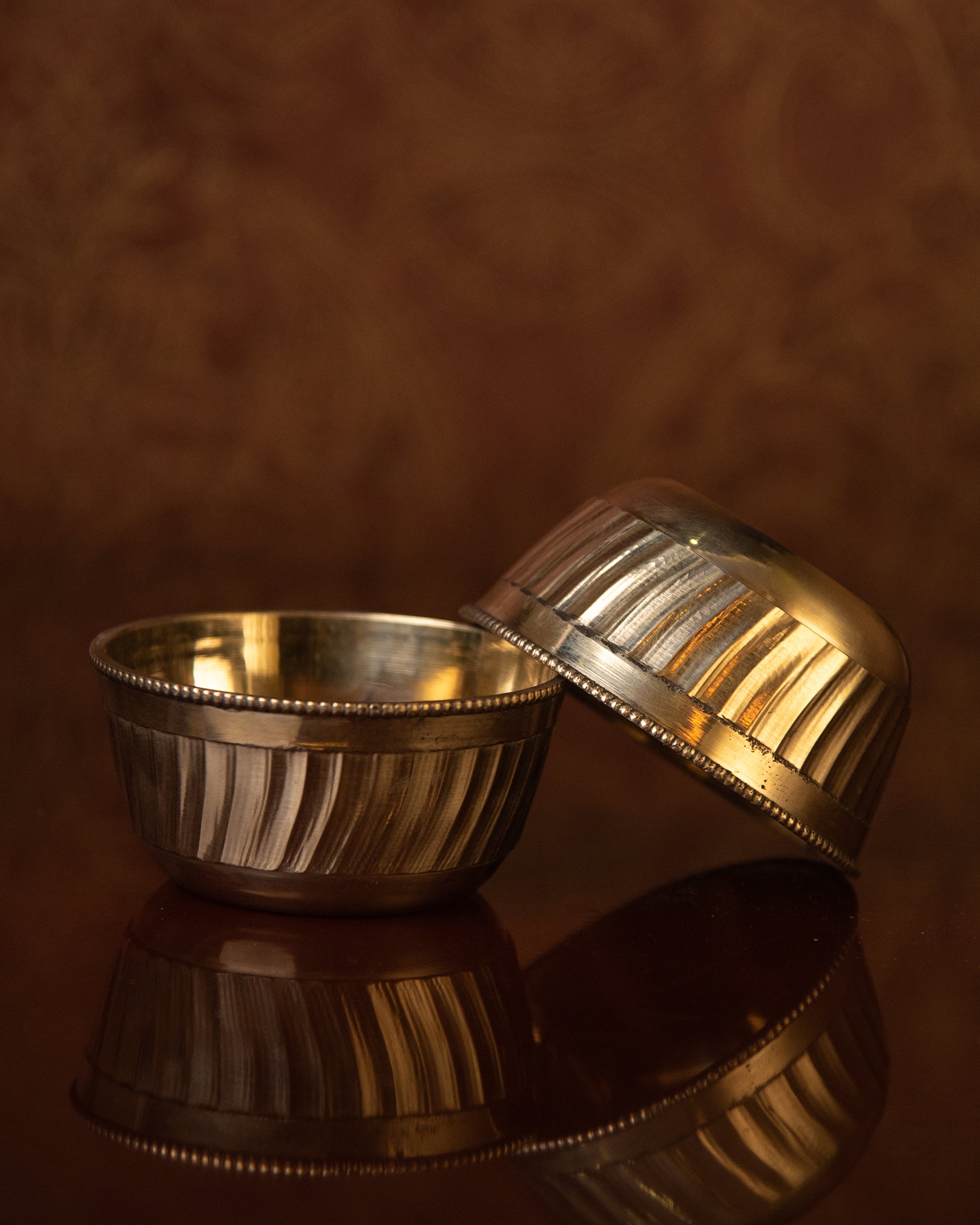 Brass Textured Bowl 3.8'' - Set of 2