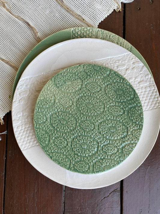 Green Lace Ceramic Cookie Plate - TESU