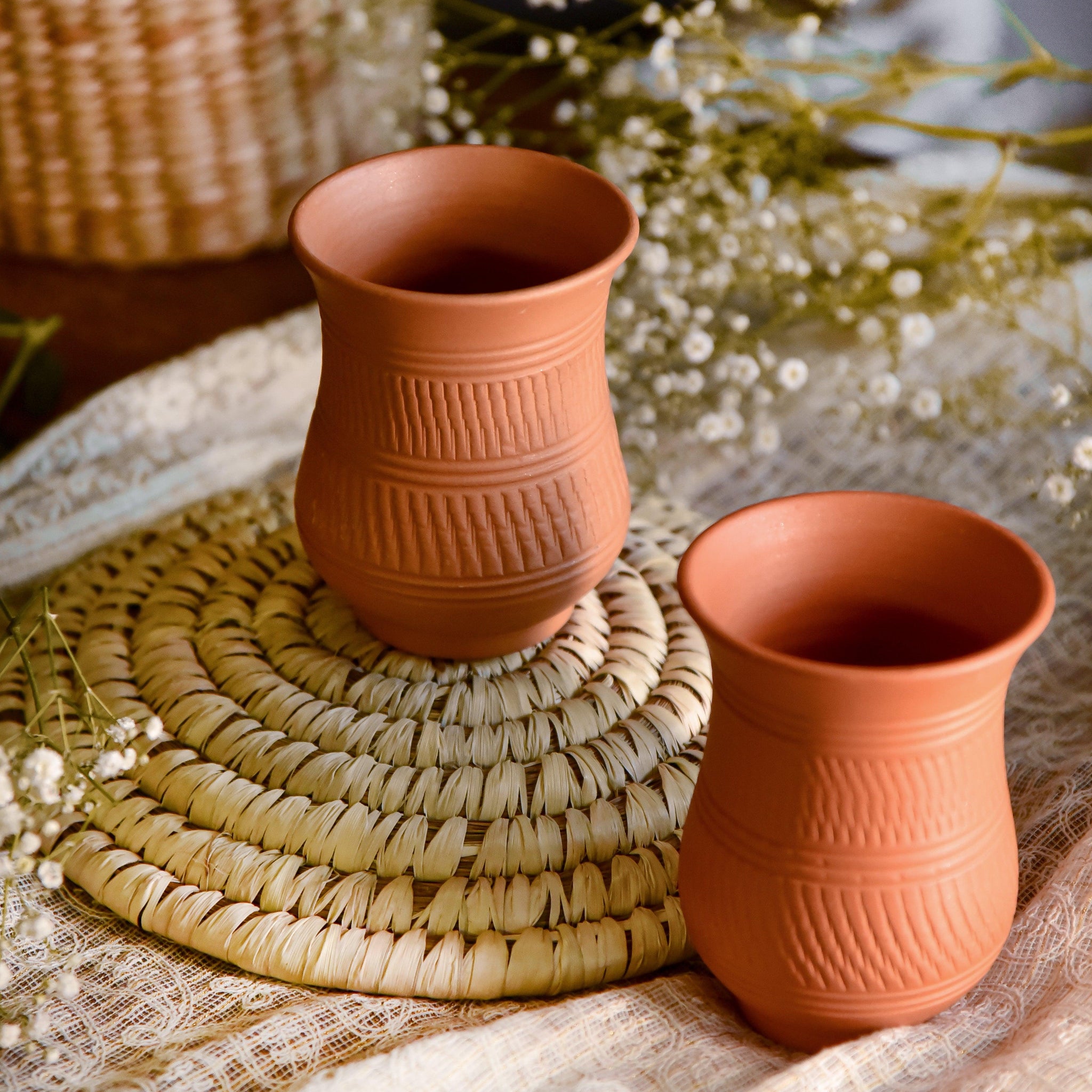 Handmade Terracotta Glasses ( Set of 2 ) - TESU
