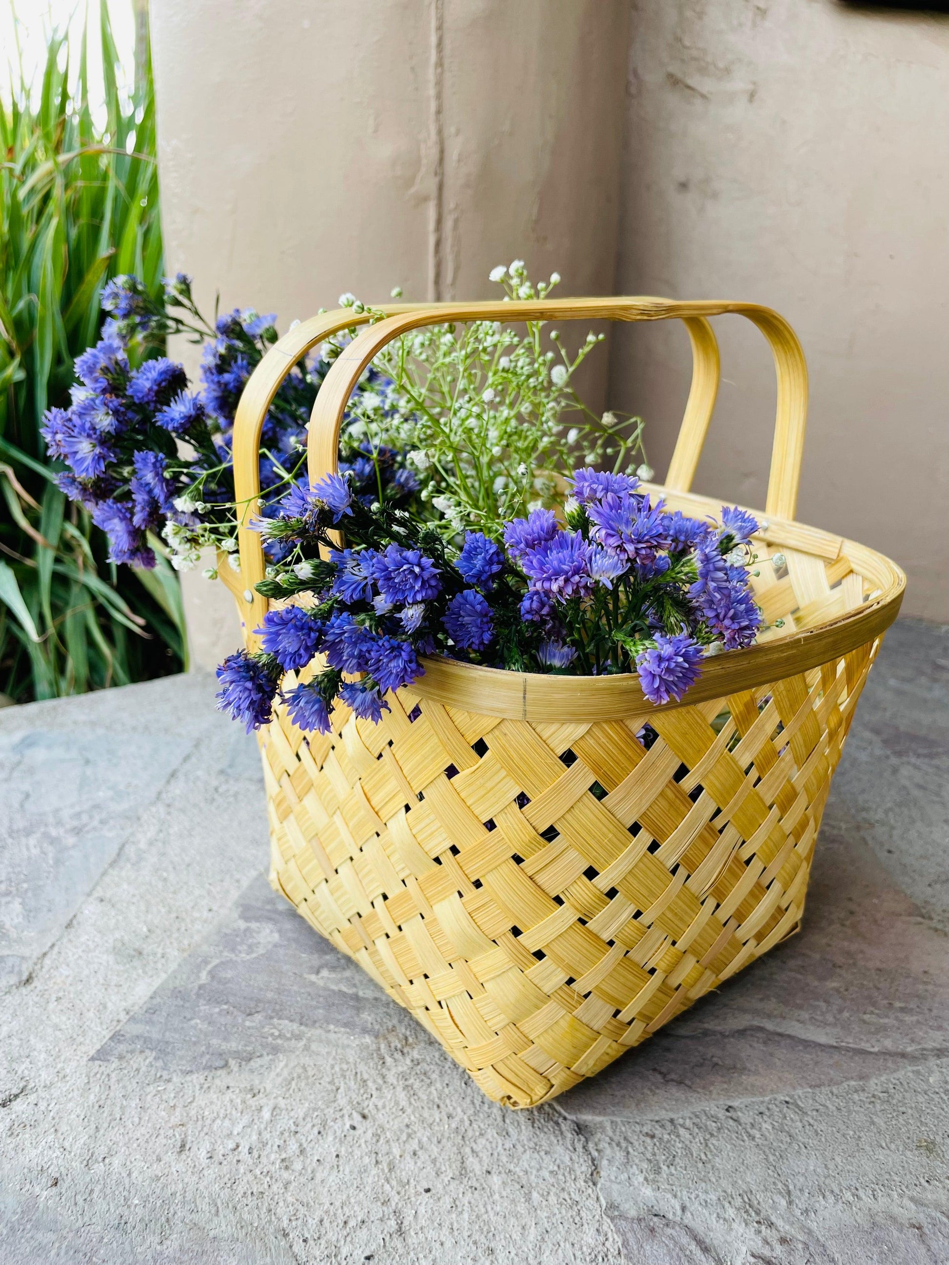 Handwoven Square Bamboo Basket with Handle - TESU