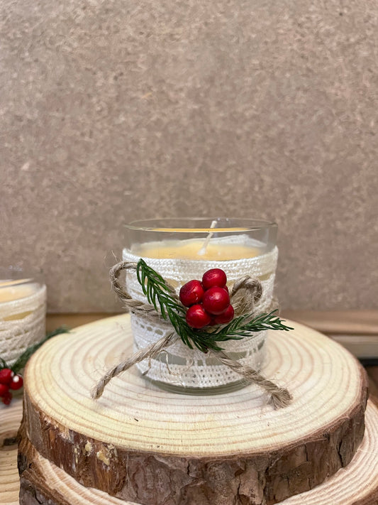 Glass Crochet Lace Christmas Wonderland Candle - Set of 4