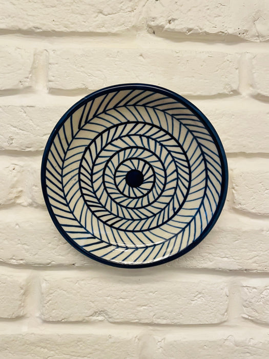 Blue Stripes Hand Painted Designer Wall Plate