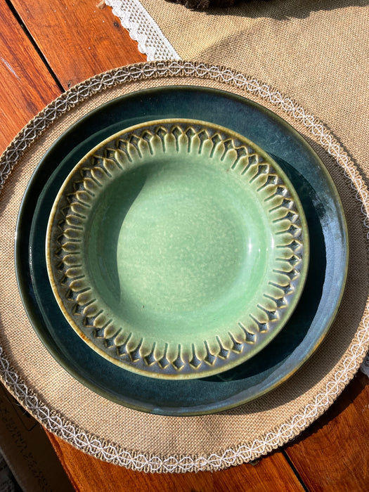 Parna Deep Forest Green Plate and Bowl Set - Set of 6