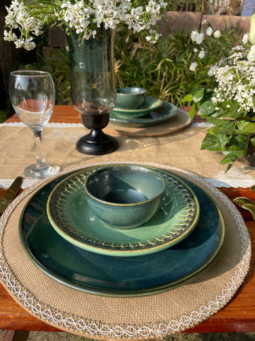 Parna Deep Forest Green Plate and Bowl Set - Set of 6
