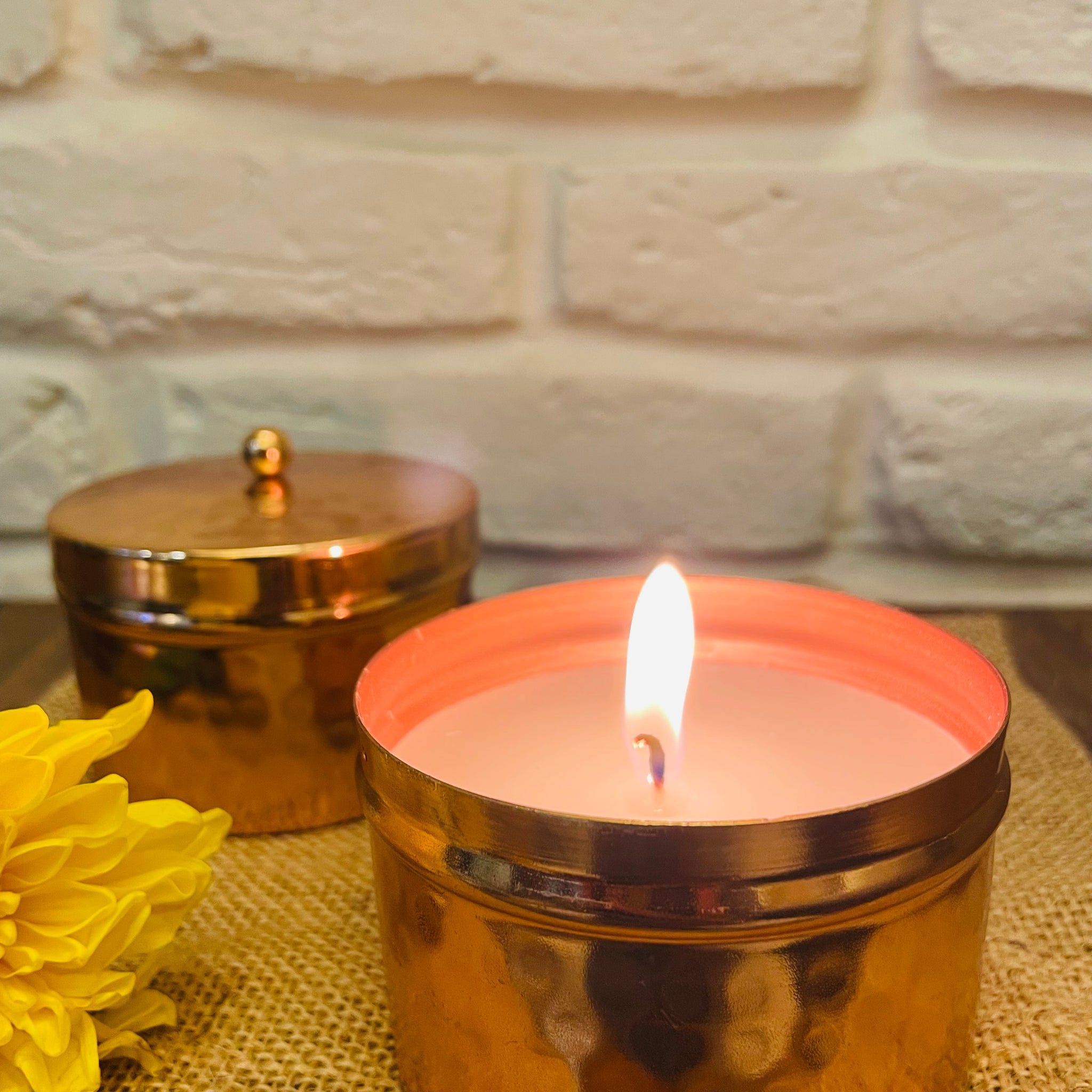 Scented Copper Plated Jar Candle With Lid