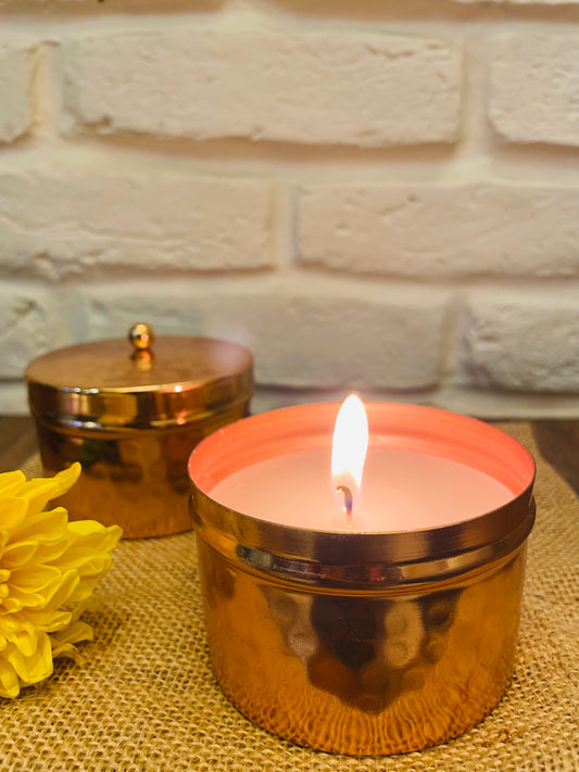 Scented Copper Plated Jar Candle With Lid - TESU