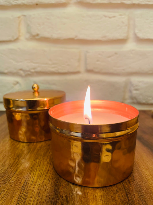 Scented Copper Plated Jar Candle With Lid - TESU