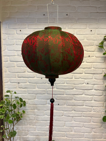 Vietnamese Silk Lanterns - Round Shaped Deep Green