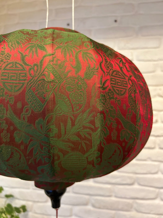 Vietnamese Silk Lanterns - Round Shaped Deep Green