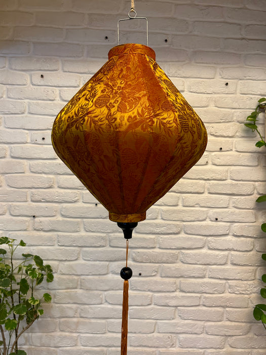 Vietnamese Silk Lanterns -Diamond Shaped Mustard Printed