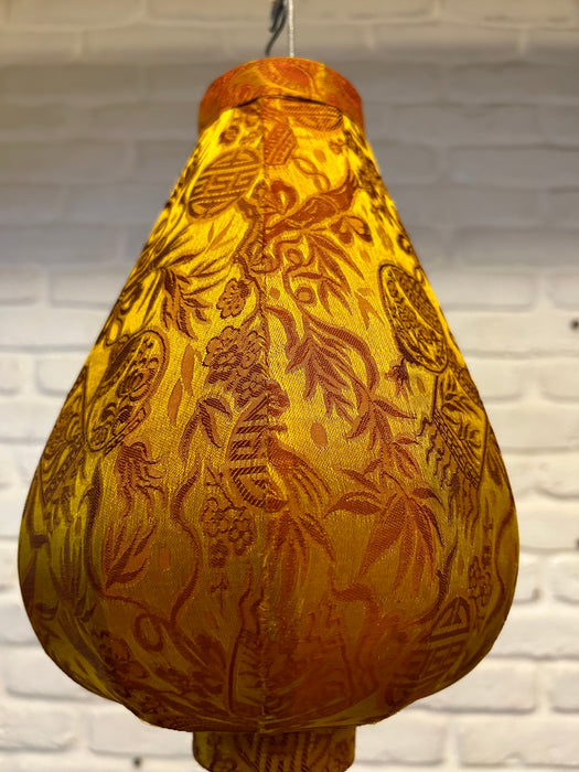 Vietnamese Silk Lanterns - Drop Shaped Mustard Printed