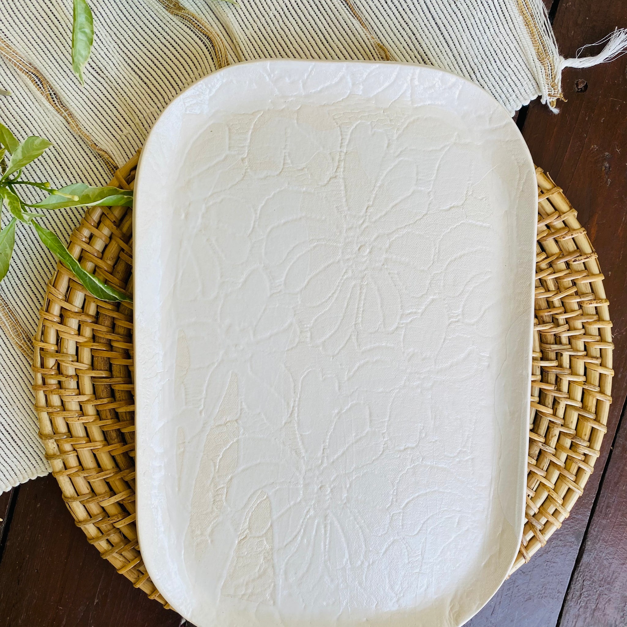 White Lace Ceramic Platter