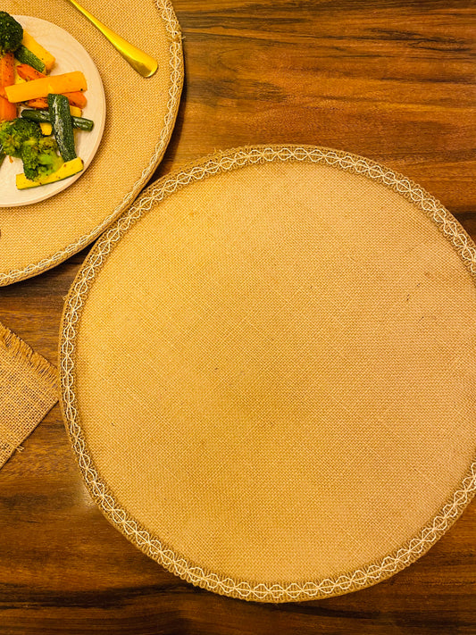 Jute Round Placemats with Laces - Set of 4