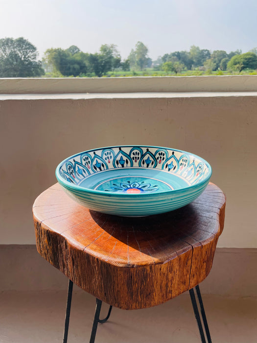 Hand Painted Ceramic Bowl - Turquoise Blue