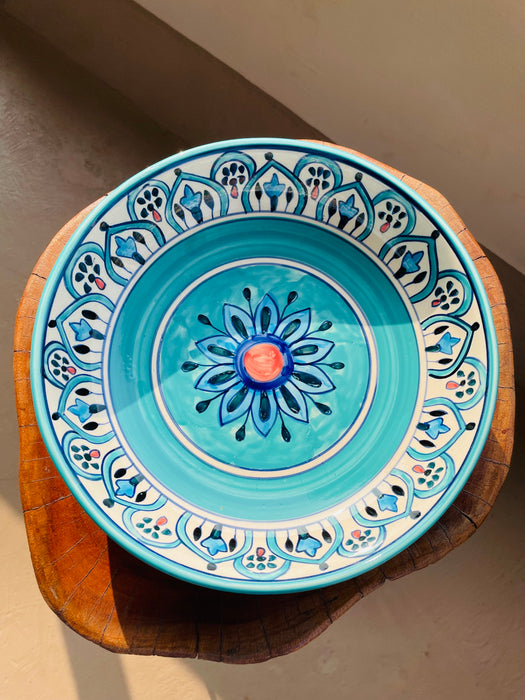 Hand Painted Ceramic Bowl - Turquoise Blue