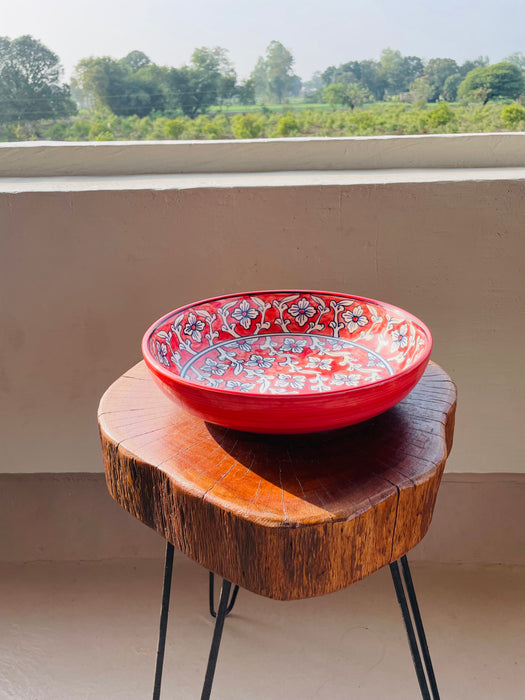 Hand Painted Ceramic Bowl - Red