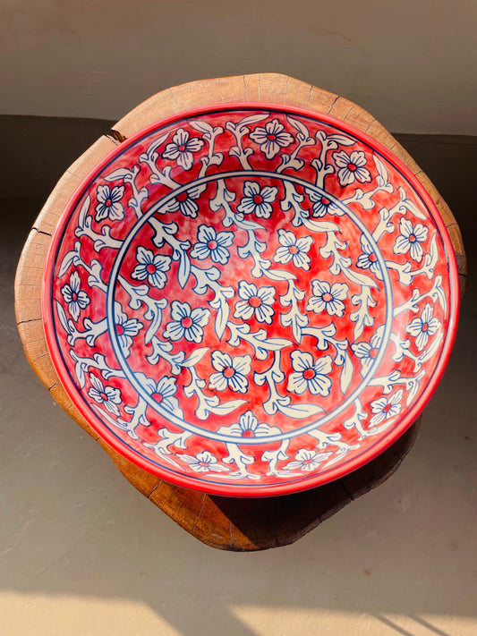 Hand Painted Ceramic Bowl - Red