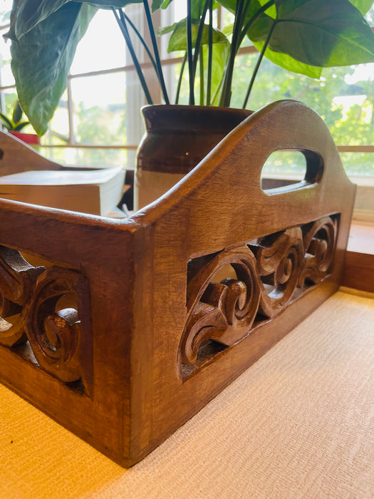 Hand Carved Wooden Serving Tray in Sheesham Wood
