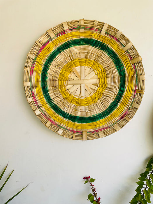 Bamboo Woven Wall Decor Basket - Multicolour