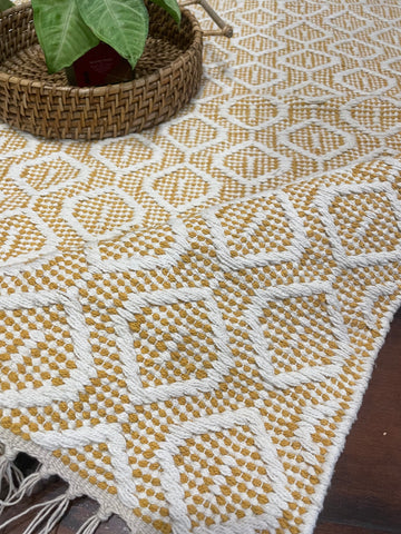 Yellow and White Cotton Durry Rug