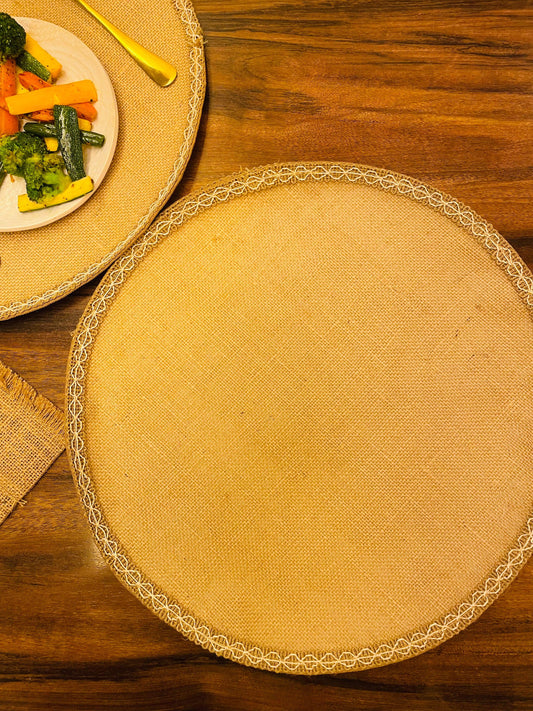 Jute Round Placemats with Laces - Set of 4 - TESU