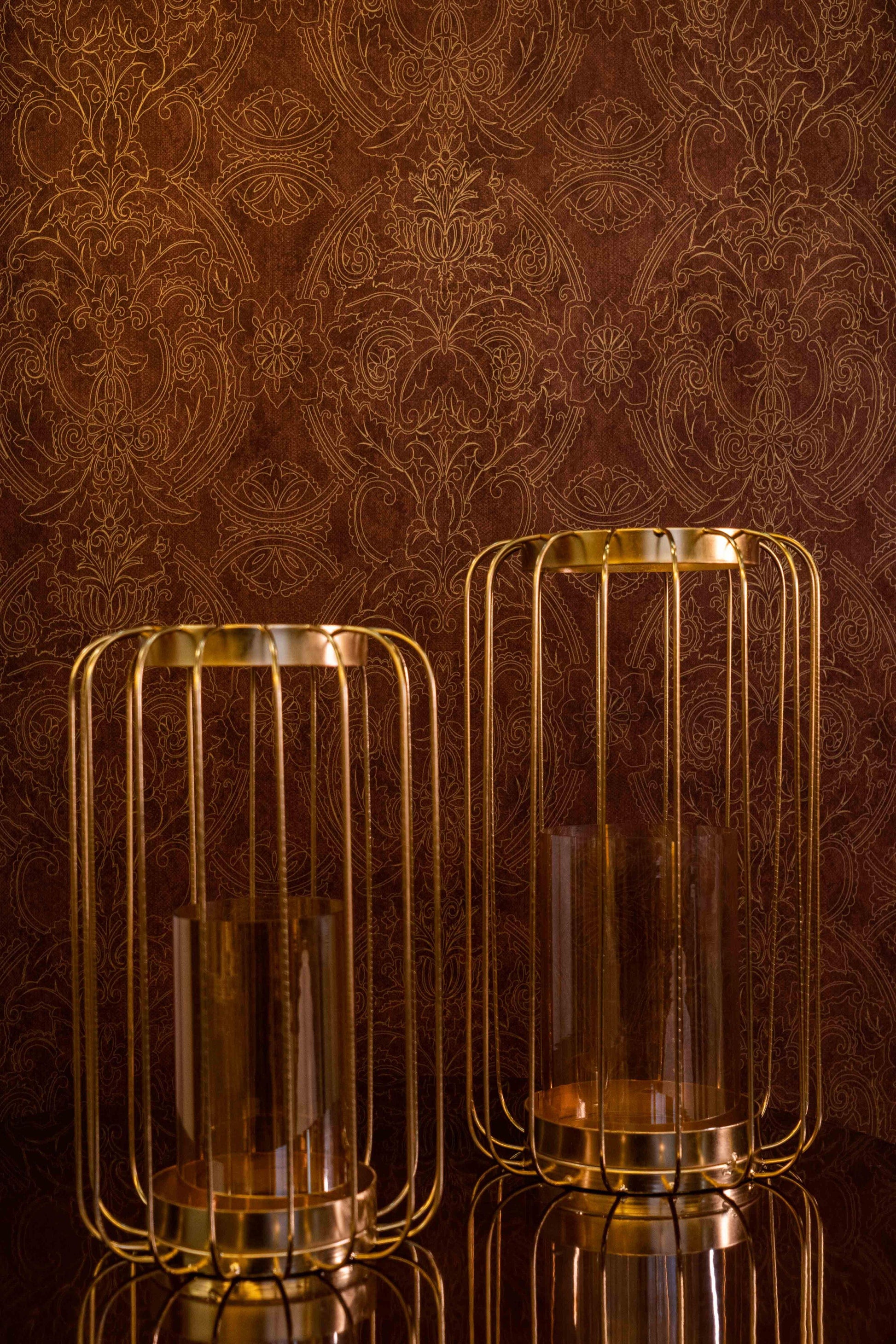 Metal Wire Lantern with Glass Candle Cover - TESU