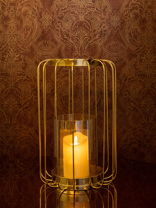 Metal Wire Lantern with Glass Candle Cover - TESU