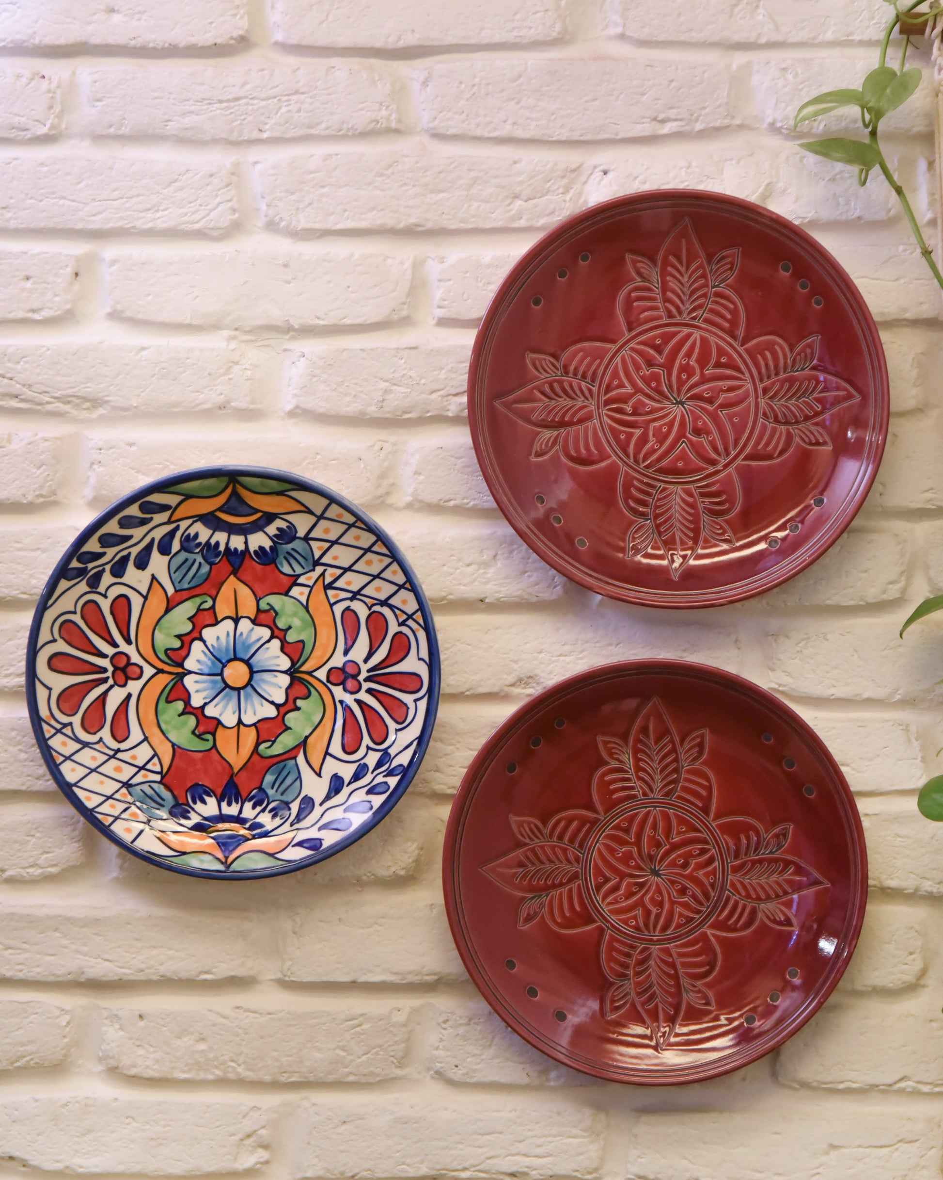  Artisanal Wall Plate Collection, Bedroom Wall Plate Ensemble, Classical Appeal Wall Décor, Classical Indian Wall Décor, Hand Painted Artisanal Plates, Handcrafted Home Accents, Handcrafted Indian Artisans, High-Quality Décor, Indian Artisan Wall Décor, Multicolored Floral Hanging Wall Plate, Unique Handcrafted Wall Plates, Unique Living Room Décor, Vibrant Floral Wall Art, Vibrant Wall Plate Set, Wall Hanging Hook Included, tesu