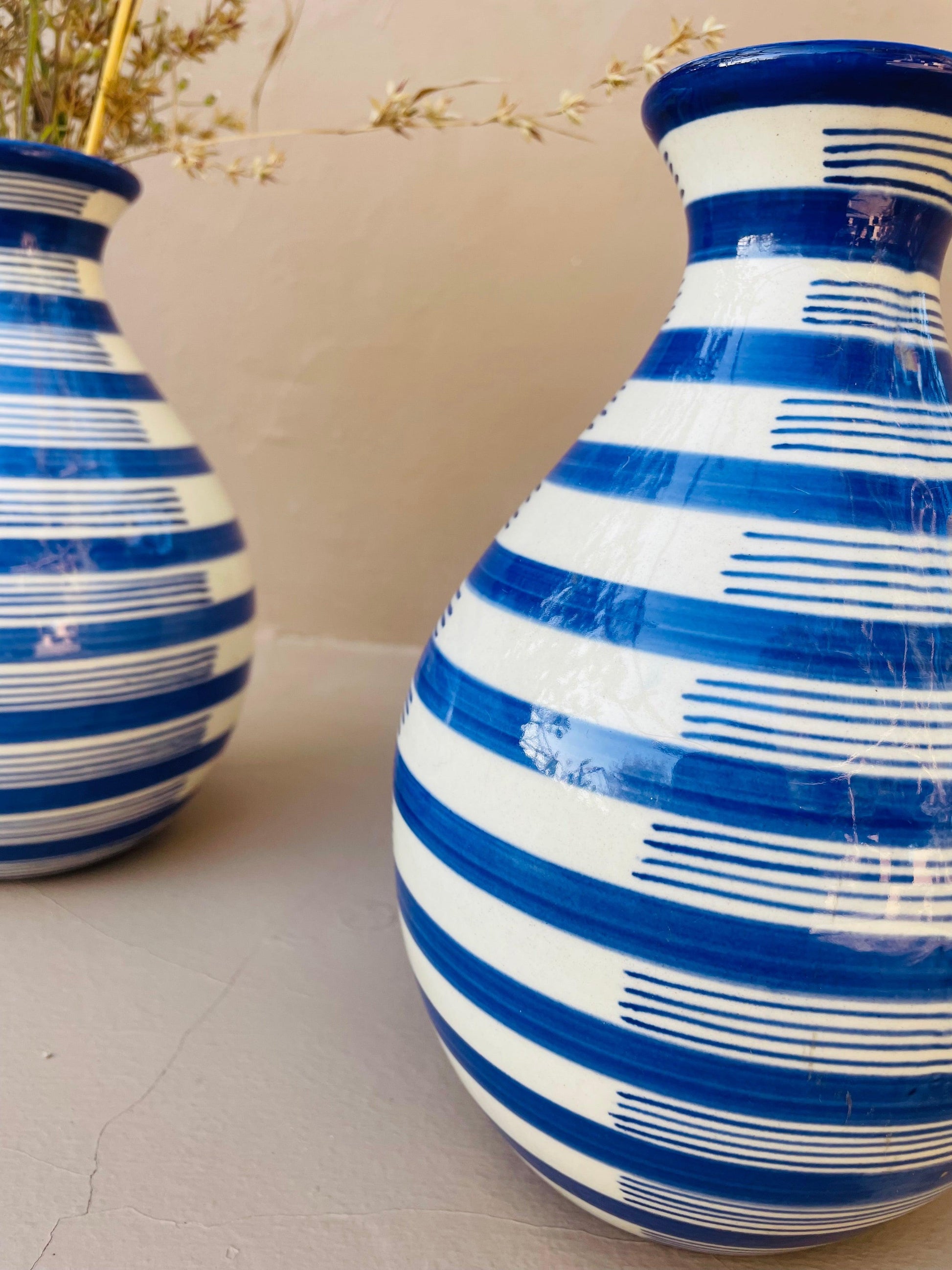 Blue Strip Hand Painted Vase - TESU