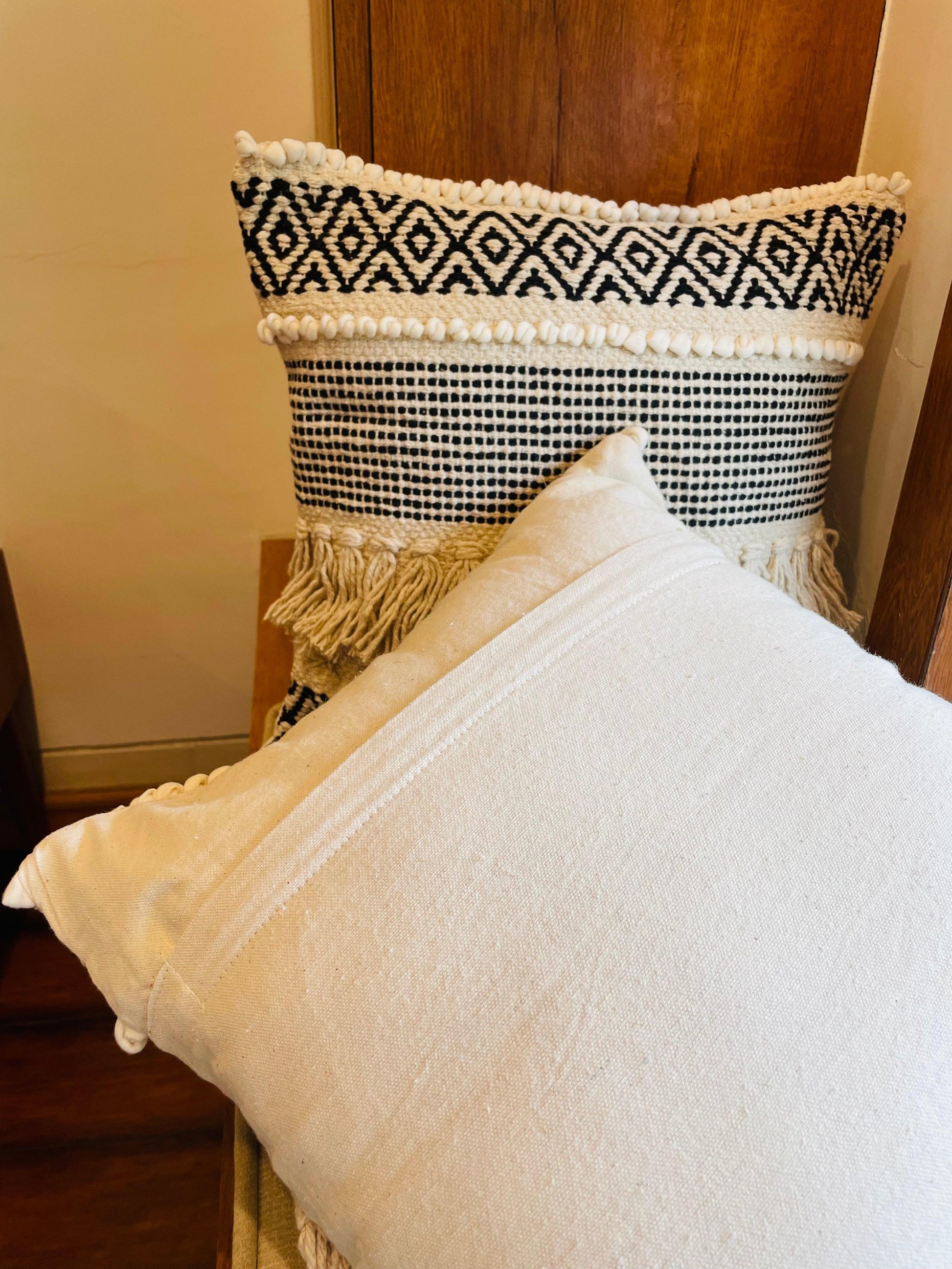 Bohemian Cotton Cushion Covers Black and White - TESU