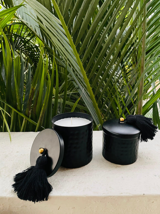 Caviar Matt Black Tassel Jar Candles - TESU