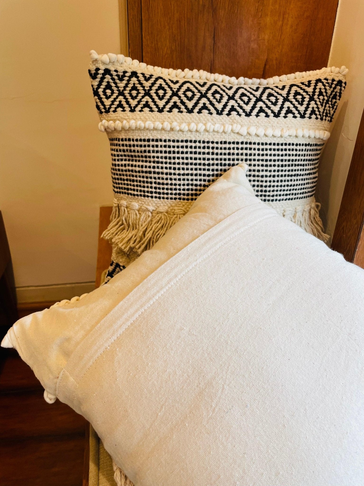 Bohemian Cotton Cushion Covers Black and White - TesuCushion Covers