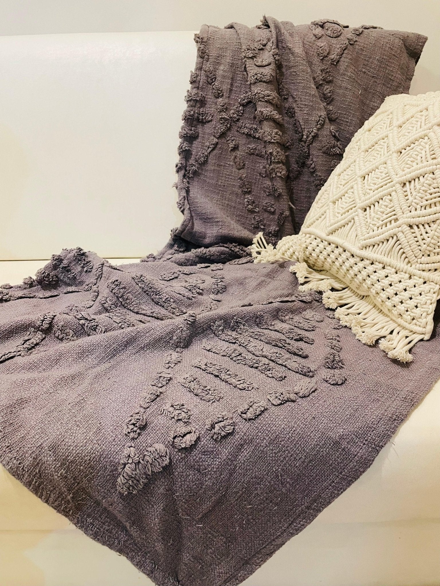 Bohemian Cotton Throws - Grey - TesuThrows