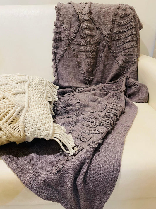 Bohemian Cotton Throws - Grey - TesuThrows