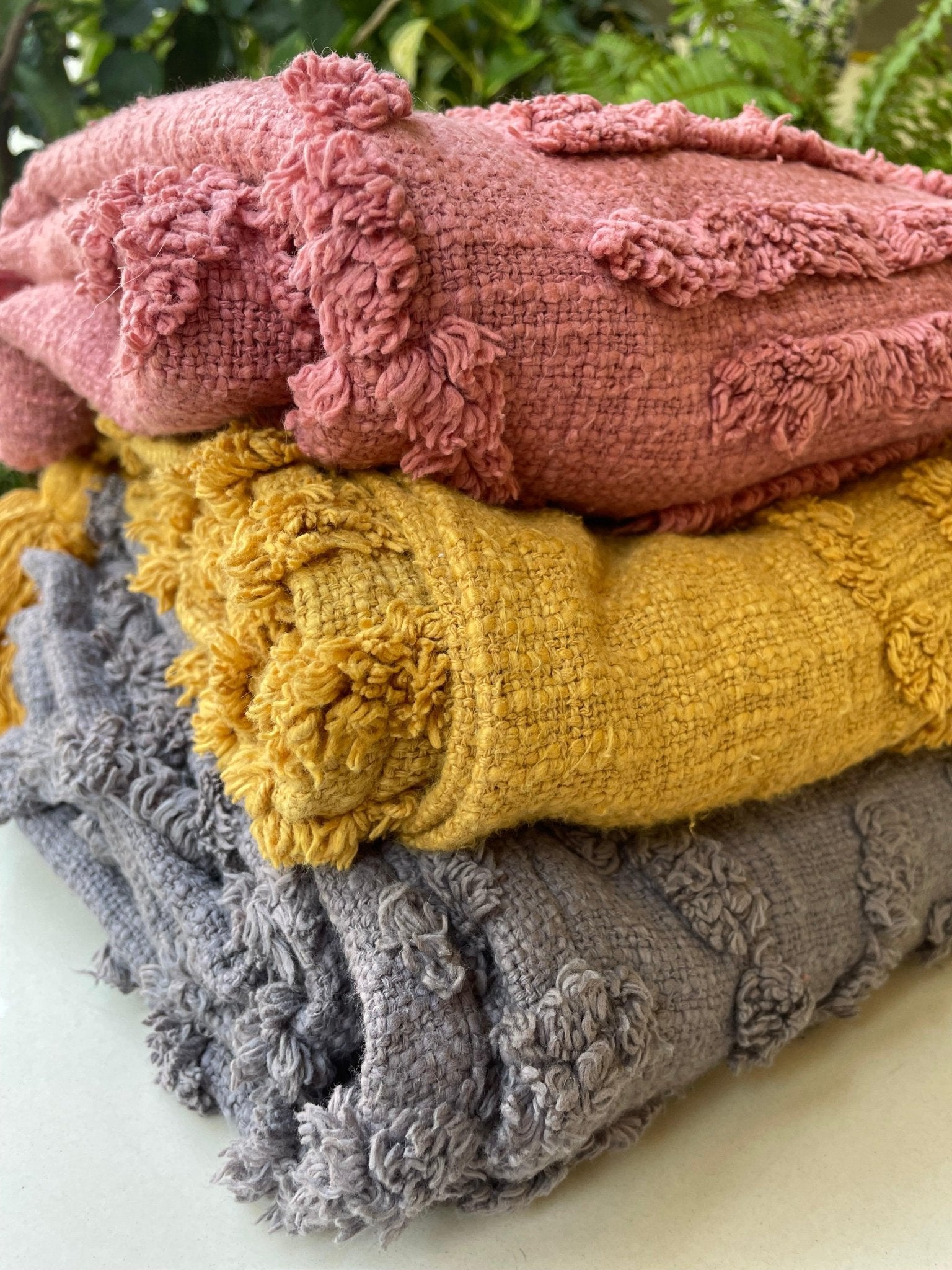 Bohemian Cotton Throws - Grey - TesuThrows