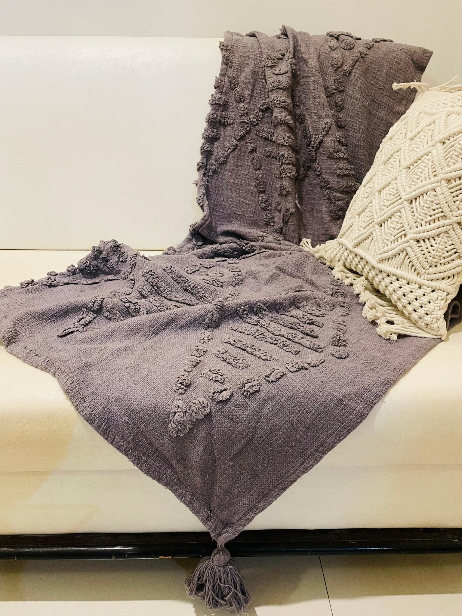 Bohemian Cotton Throws - Grey - TesuThrows