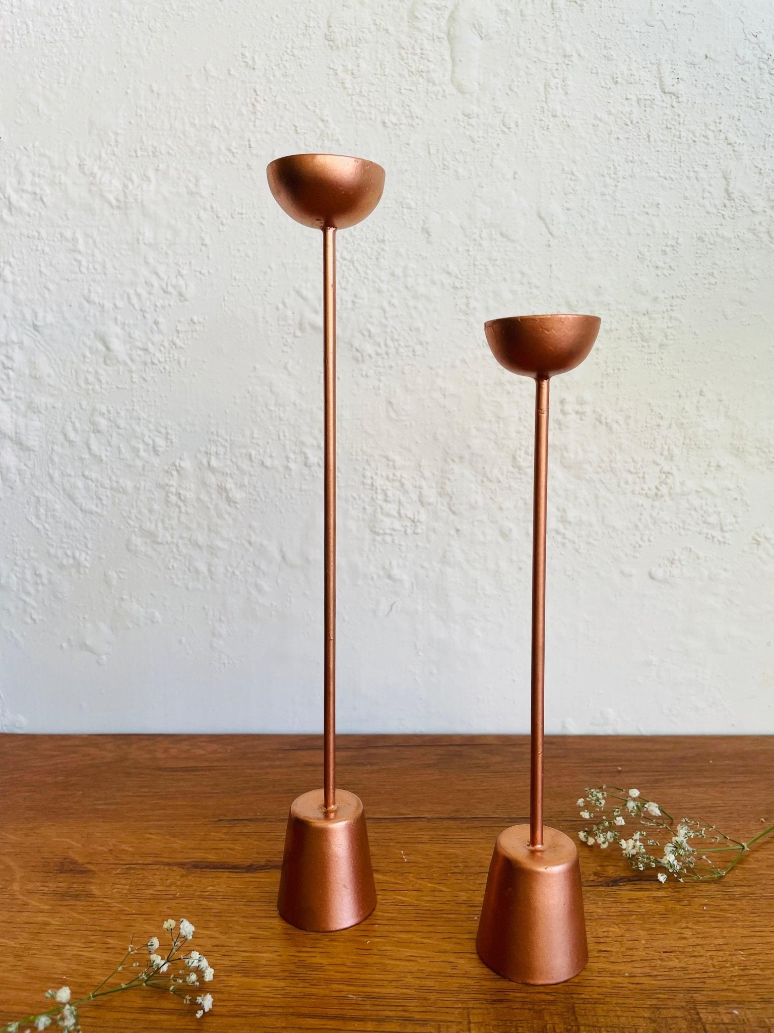 Contemporary Copper Plated Candle Holder - Set of 2 - TesuCandles & Candle Holders