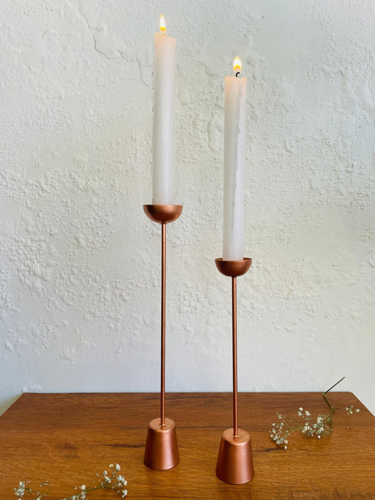Contemporary Copper Plated Candle Holder - Set of 2 - TesuCandles & Candle Holders