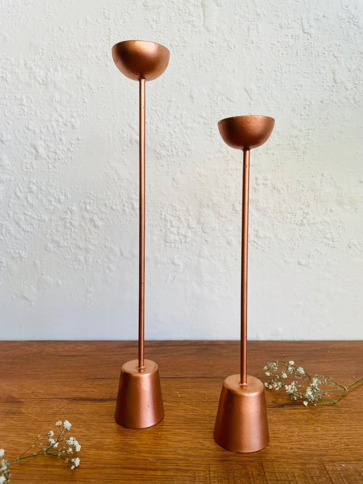 Contemporary Copper Plated Candle Holder - Set of 2 - TesuCandles & Candle Holders