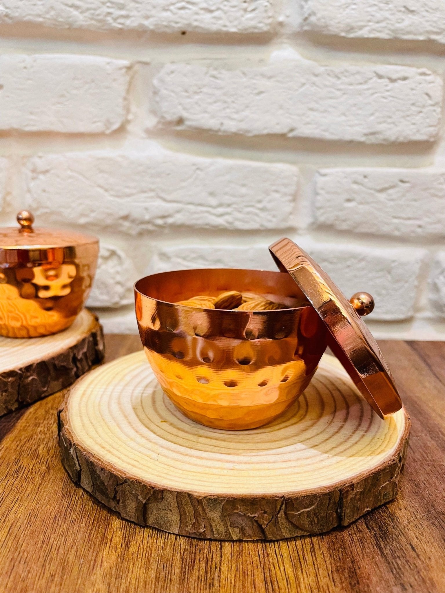 Copper Plated Hazelnut Jar With Lid - TesuBrass Storage Box