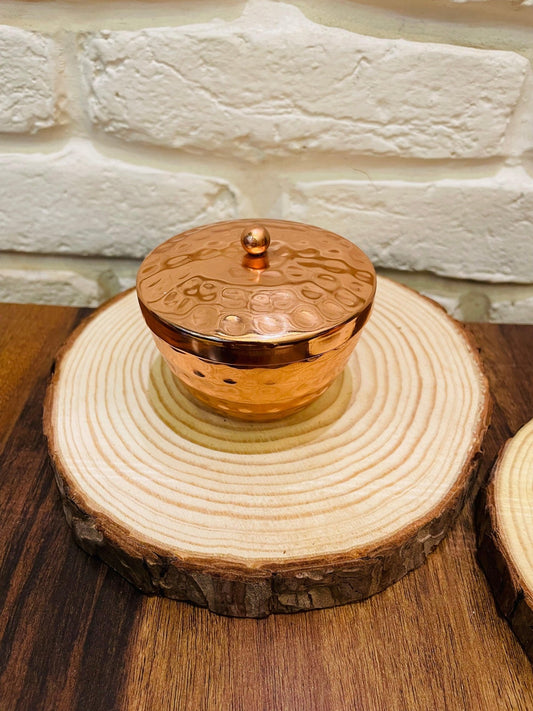 Copper Plated Hazelnut Jar With Lid - TesuBrass Storage Box