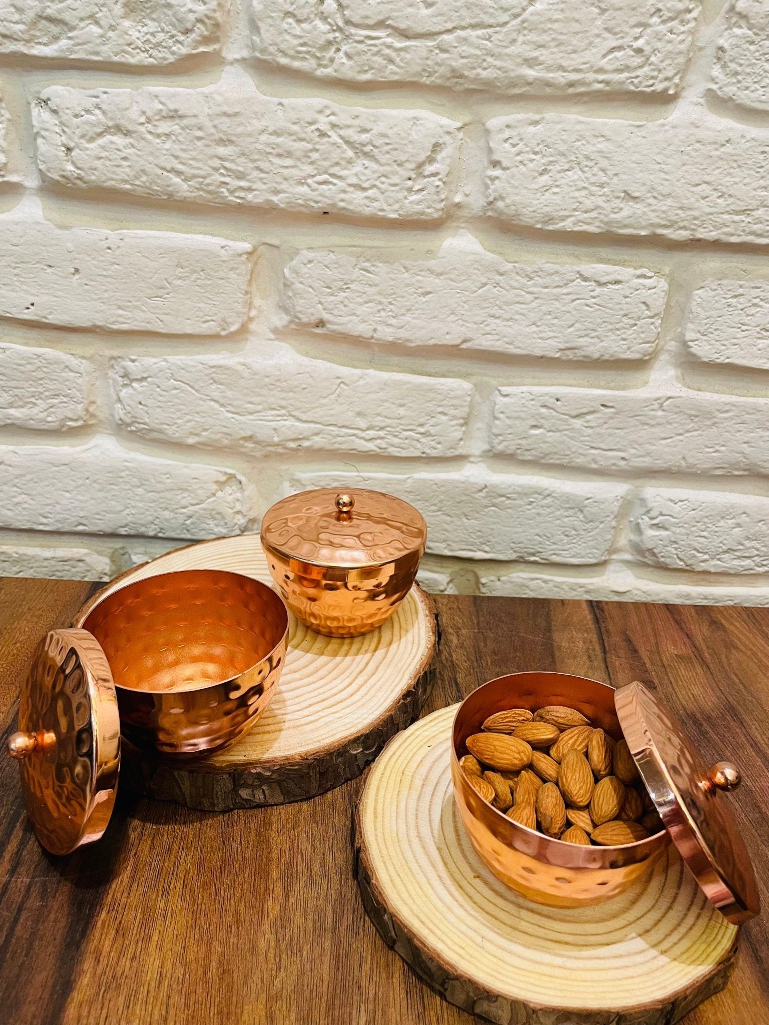 Copper Plated Hazelnut Jar With Lid - TesuBrass Storage Box