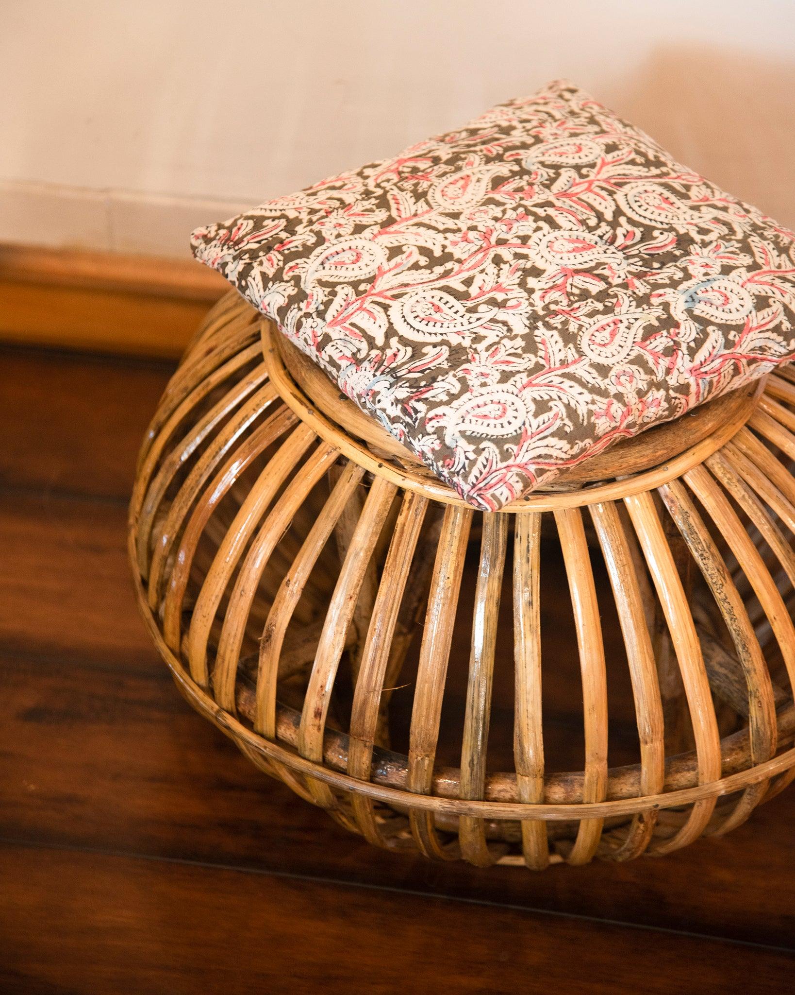 Handcrafted Round Cane Stool - TesuFolding Chairs & Stools